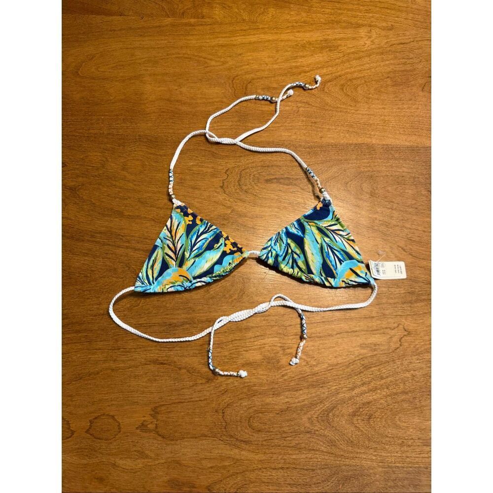 NWT Aerie Buzzed Terry String Triangle Bikini Top Multicolor Medium Juniors
